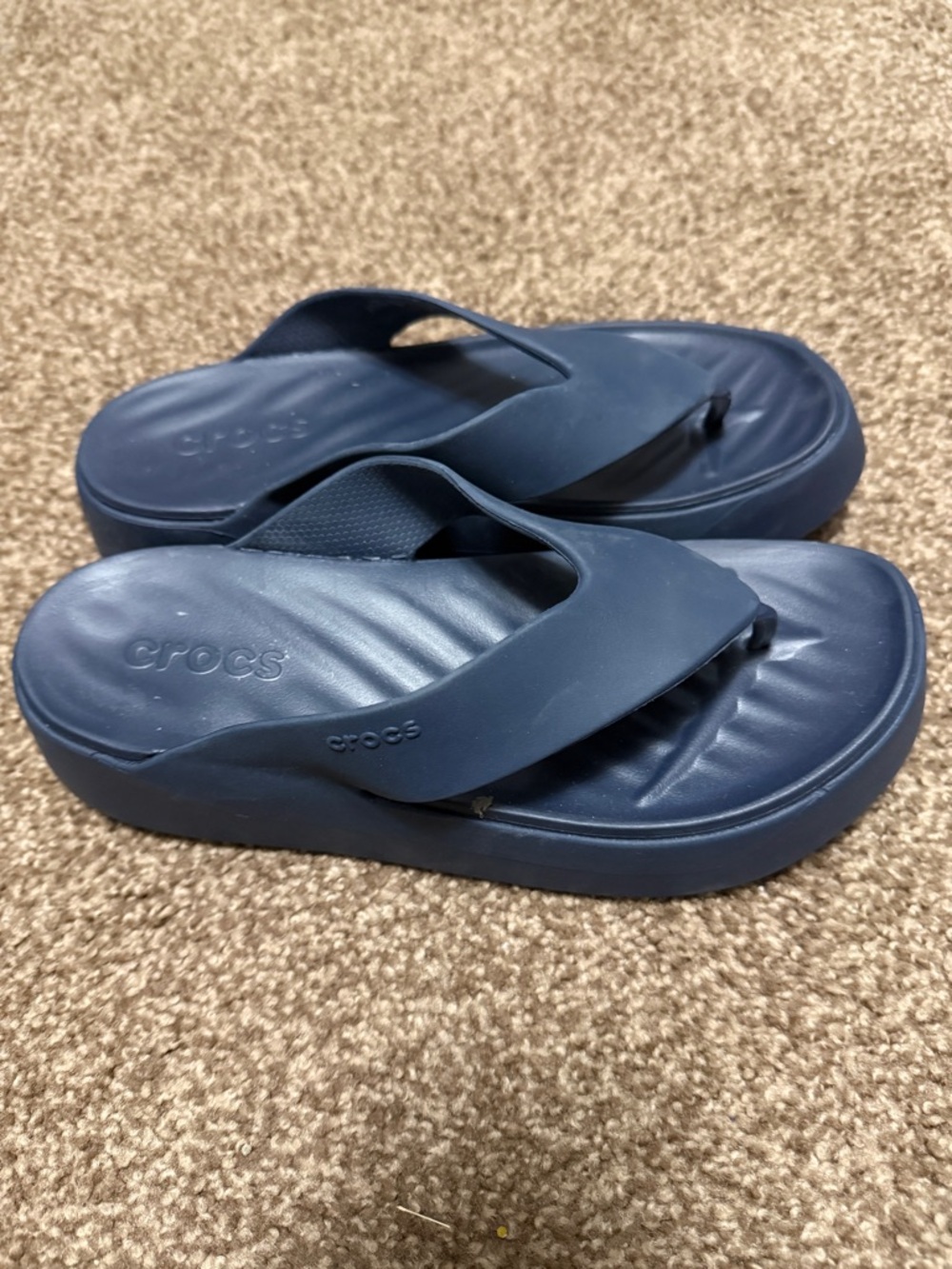 CROCS Navy Blue Platform Thong Sandals